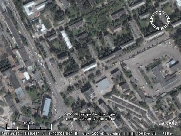 Google Earth Брянск: пересечение Станке Димитрова и Красноармейской
